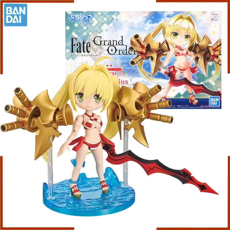 Bandai Original Fate/Grand Order Petitrits fgo Caster Nero Claudius Anime Action Figure Collection Plastic Model Kit Assembly