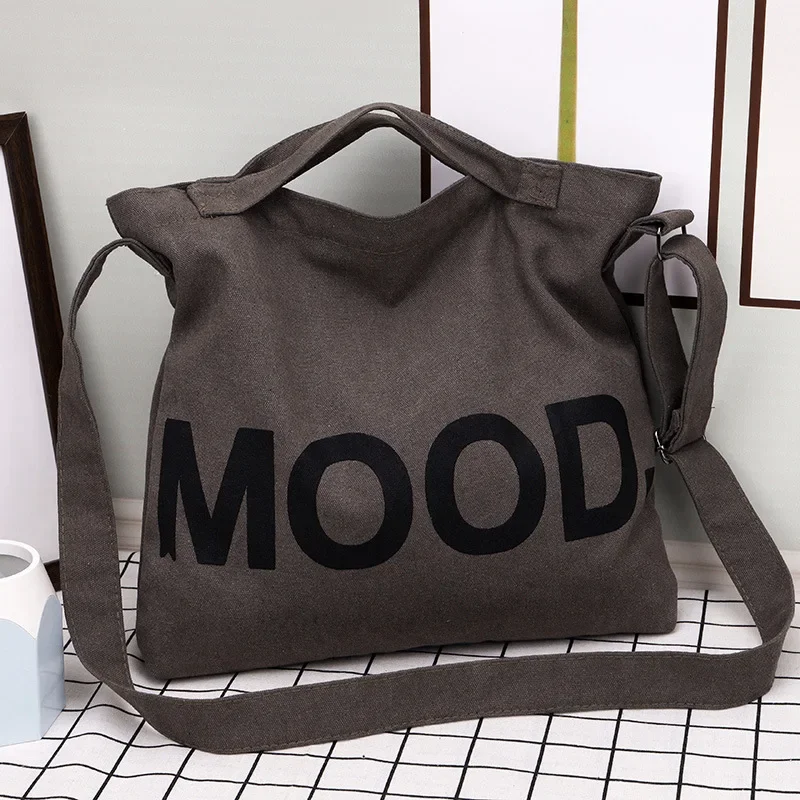 Ins Style Letter Graphic Canvas Tote Bag Large Capacity Casual Crossbody Bag Trendy Handbags Women\'s Commuting Canvas Bag