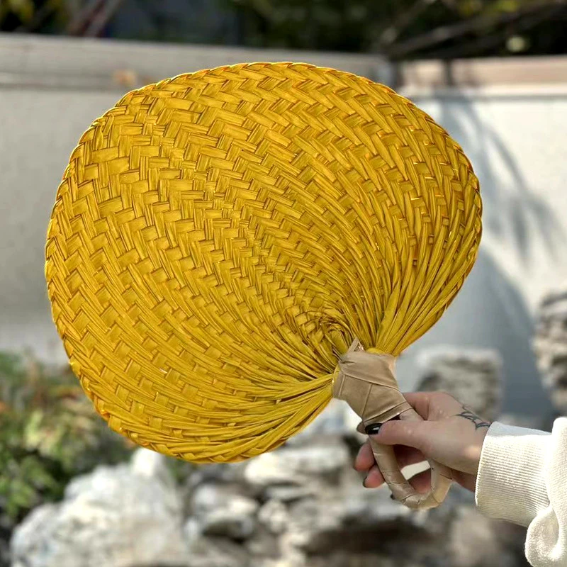 Heart Shaped Bamboo Woven Fan Hand Woven Summer Fan Splicing Colors Chinese Style Natural Portable Craft Practical Accessories