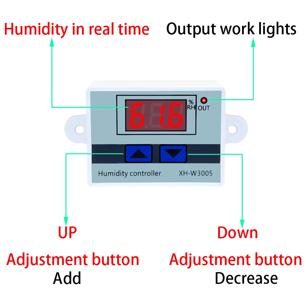 Digital Humidity Controller XH-W3005 12V 24V 220V Humidistat Hygrometer Humidity Control Switch Regulator + Humidity Sensor