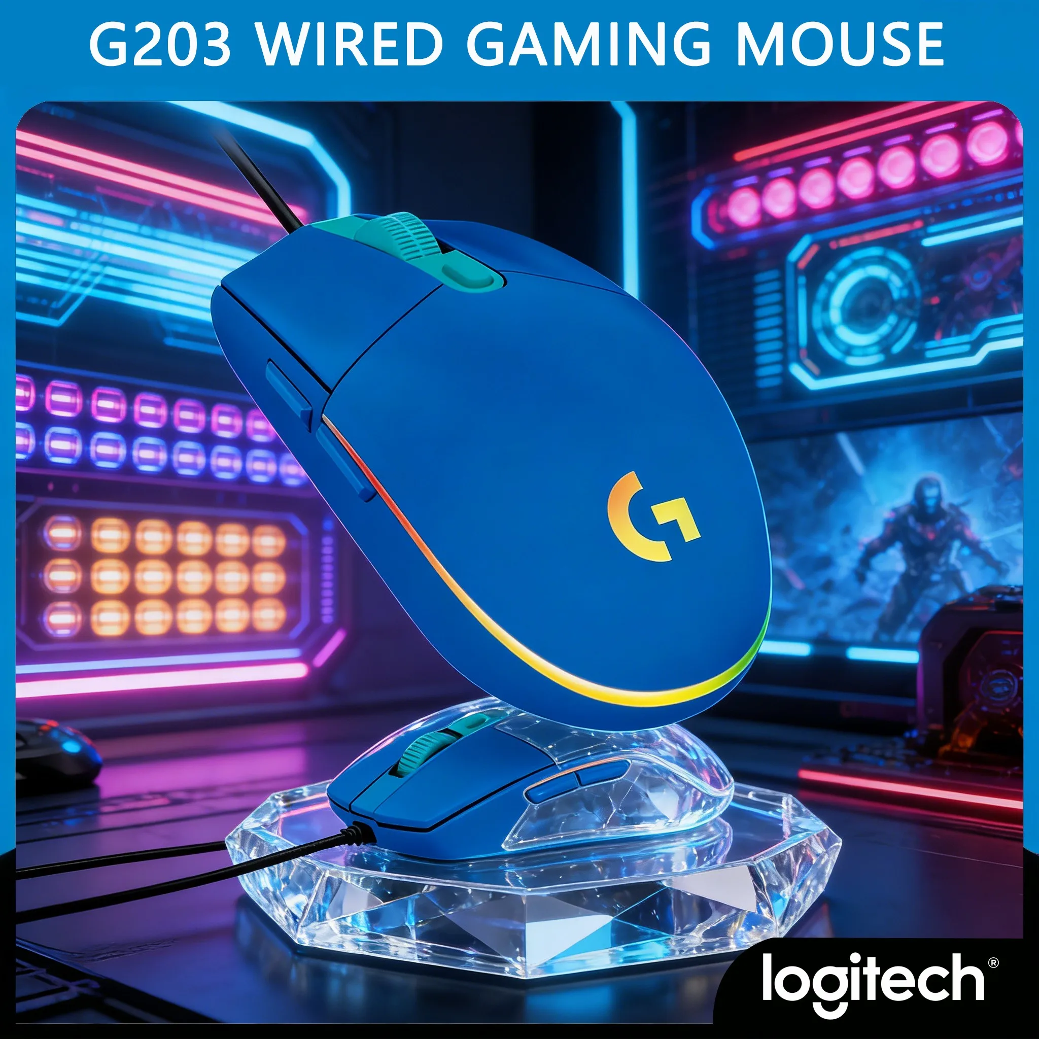 

Игровая мышь Logitech G203 с эргономичным дизайном, идеально подходит для киберспорта и офиса, совместима с G304/G102/MX Anywhere 3S/M750/M650