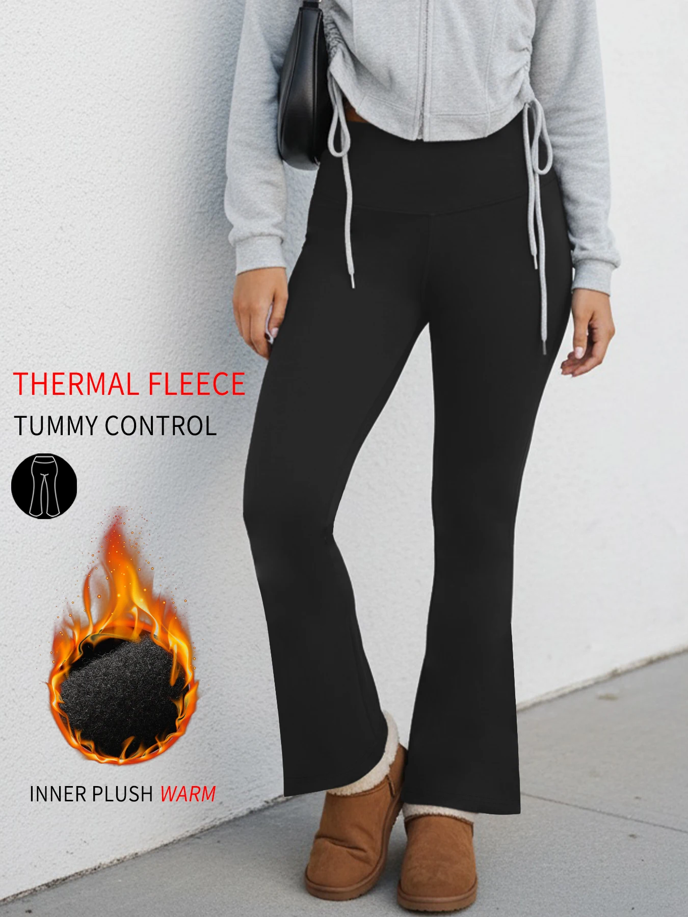 

Women's Super Soft Fleece Leggings - High Waisted Flare Pants with Tummy Control, Ideal for Daily Wear