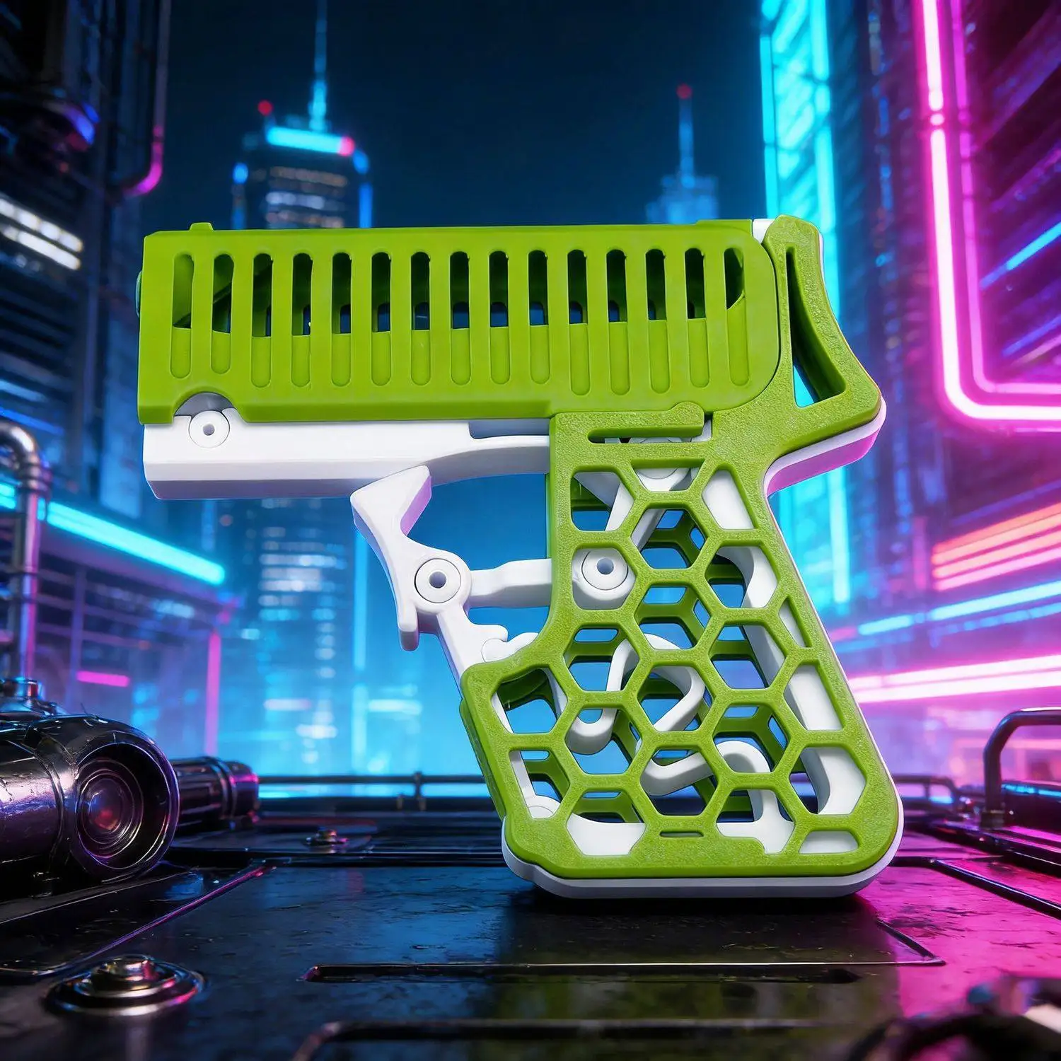 

Игрушечный пистолет в стиле киберпанк, миниатюрный, 3D-печатный, способен к непрерывной стрельбе, детский бластер для снятия стресса, игрушка-шариковый пистолет.