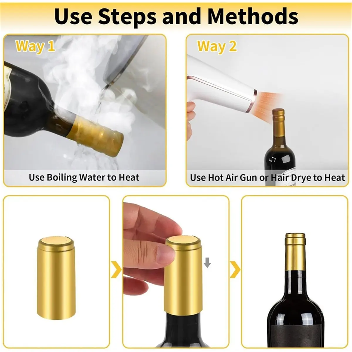 &A11I 150 Pcs Wine Sealer for Bottles PVC Heat Shrink Capsules Bottle Caps for Wine Making Cellars and Home Use