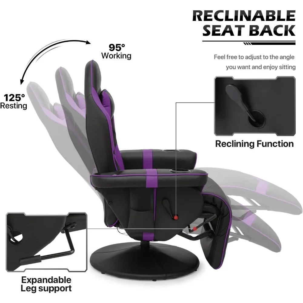 Sedia da gioco per massaggi-pelle PU ergonomica regolabile con altoparlanti e funzione di massaggio-Computer Office gratuito