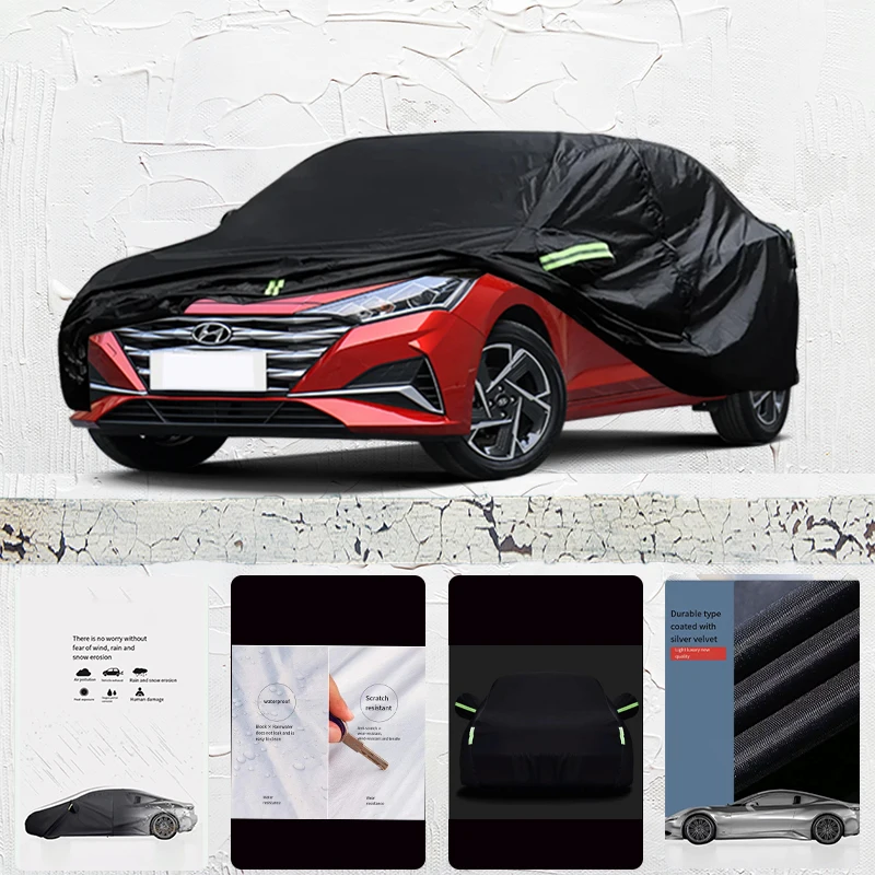 For hyundai verna Car cover Exterior Car Cover Outdoor Protection Full Car Covers Waterproof Sunshade Anti UV Snow Cover Black