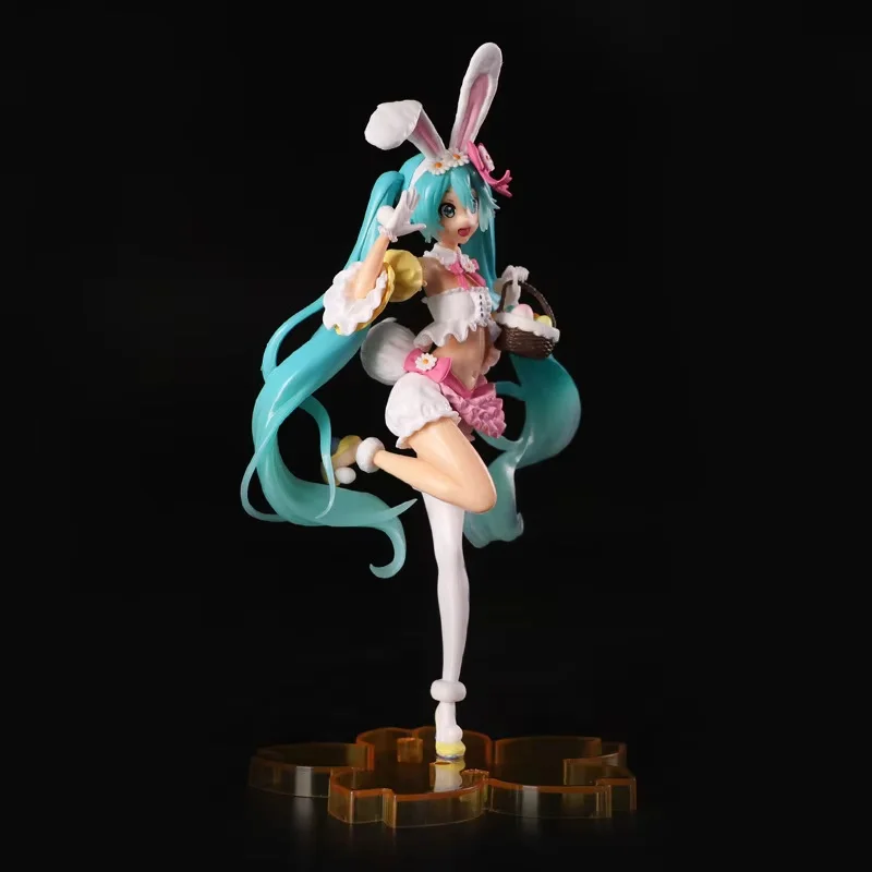 23CM 하츠네 미쿠 애니메이션 피규어 카와이 Pvc 모델 인형 액션 Figurals 토끼 귀 수집 장식품 크리스마스 장난감 선물