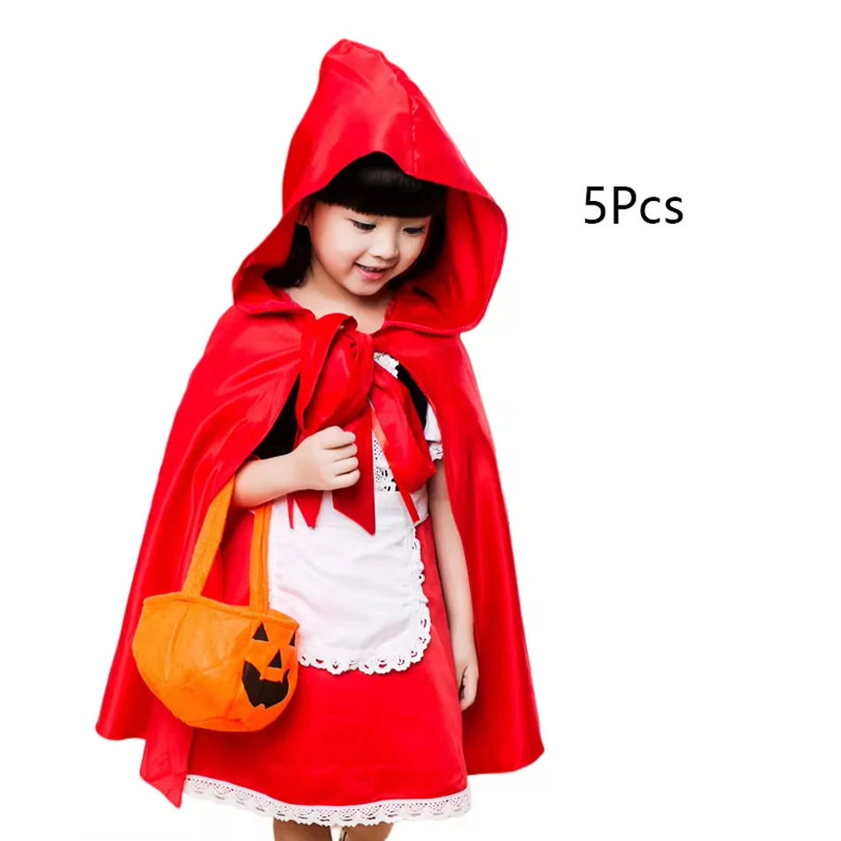 Baby Girls Halloween Witch Costume Children Cosplay Vampire Princess Dresses Kids Dress Up Clothes With Hat Carnival Party Gift