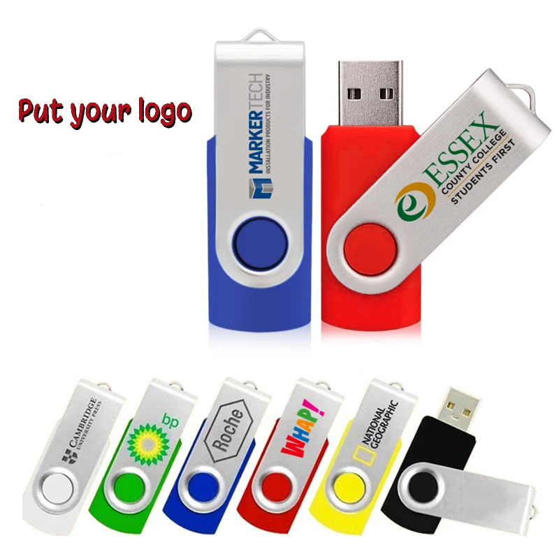 Imagem -02 - Personalizado Logotipo Coloful Metal Usb Flash Drive 64gb 32 16 8gb 4gb 2gb Pen Drive à Prova Impermeável Água u Disco Memoria Vara Presente 10 Peças Lote