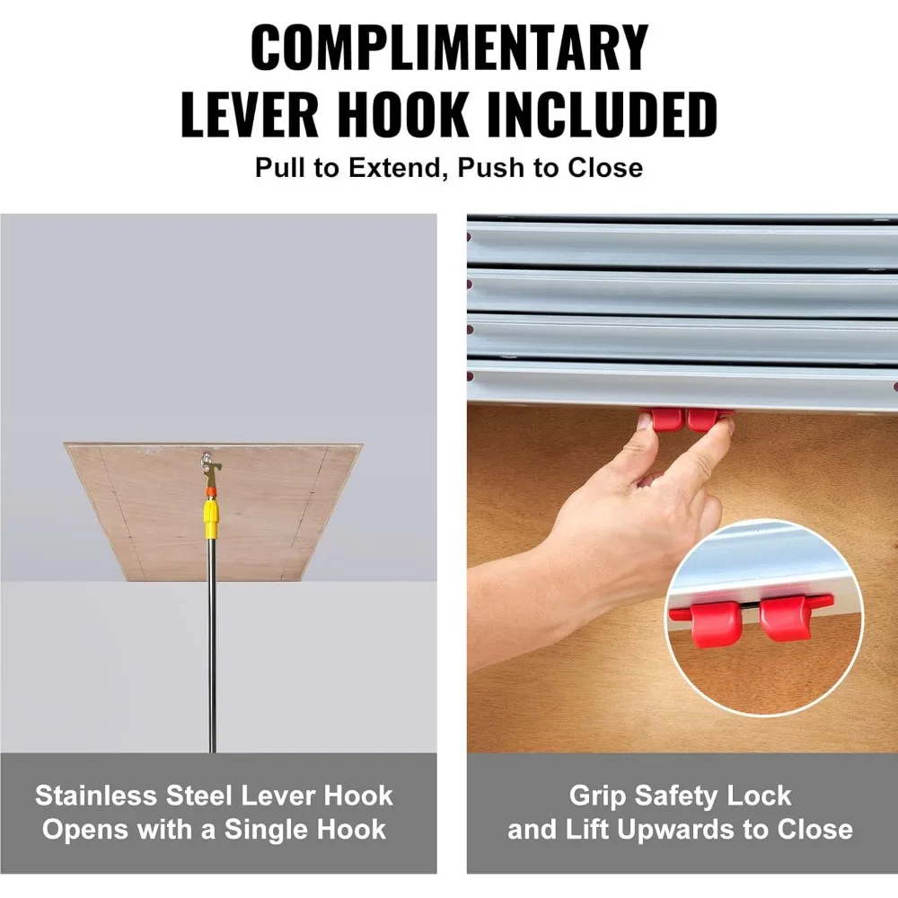 Attic Ladder Telescoping, 350-pound Capacity, 39.37" x 23.6", Multi-Purpose Aluminium Extension, Lightweight and Portable,