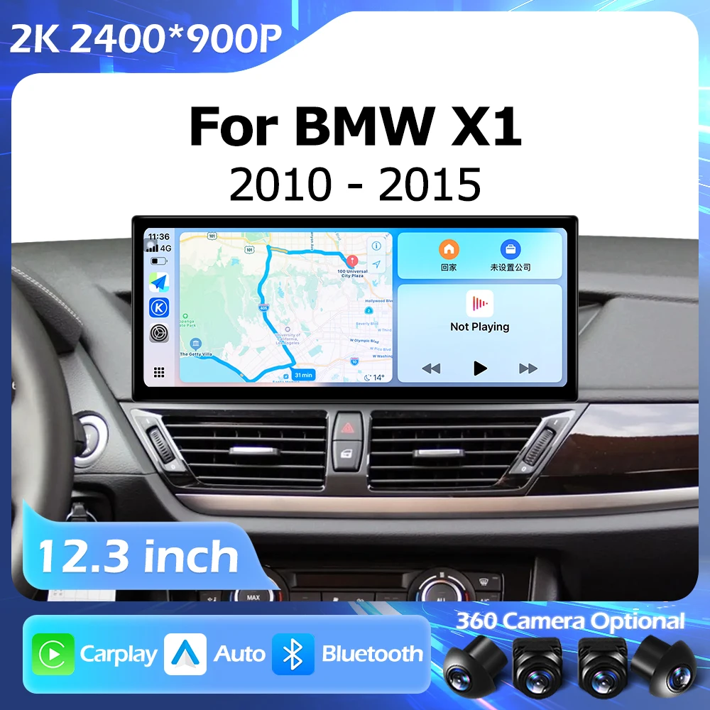 2400*900P 12.3 inch For BMW X1 E84 2010-2015 Lntelligent Multimedia Right Angle Touch Screen GPS Android Auto Carplay WIFI 4G BT