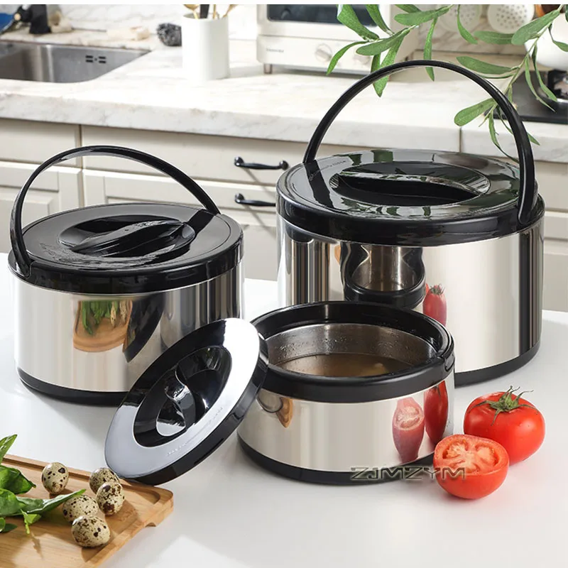 3 PCS Stainless Steel Insulated Casserole Set Thermal Food Storage Containers with Lid for Kitchen Picnic Stackable