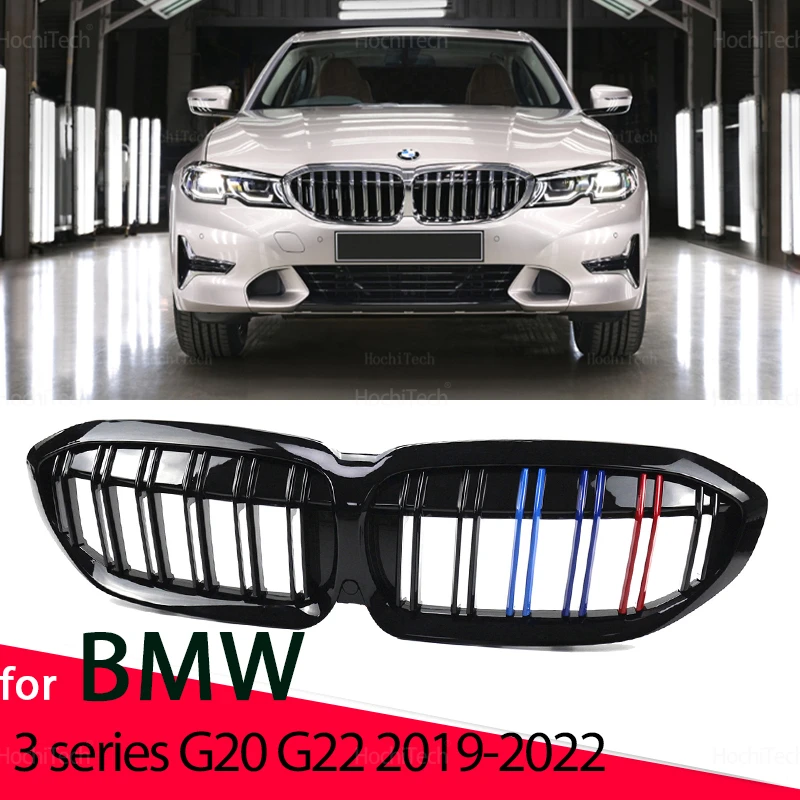 

1Pair Front Kidney Grilles Matte Gloss Black Carbon For BMW 3 series G20 G22 2019-2022 Replacement Racing Bumper Car Styling