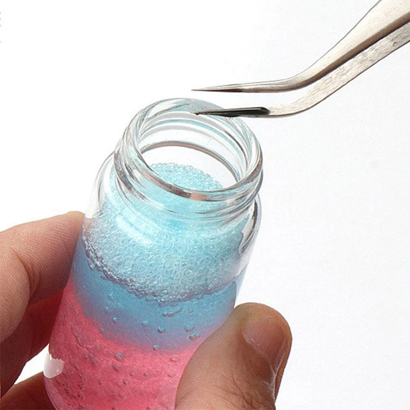 CCHATM ピンセットクリーナー プラスチックボトル まつげエクステ洗浄液 スポンジ まつげグルーリムーバー ピンセット洗浄ツール