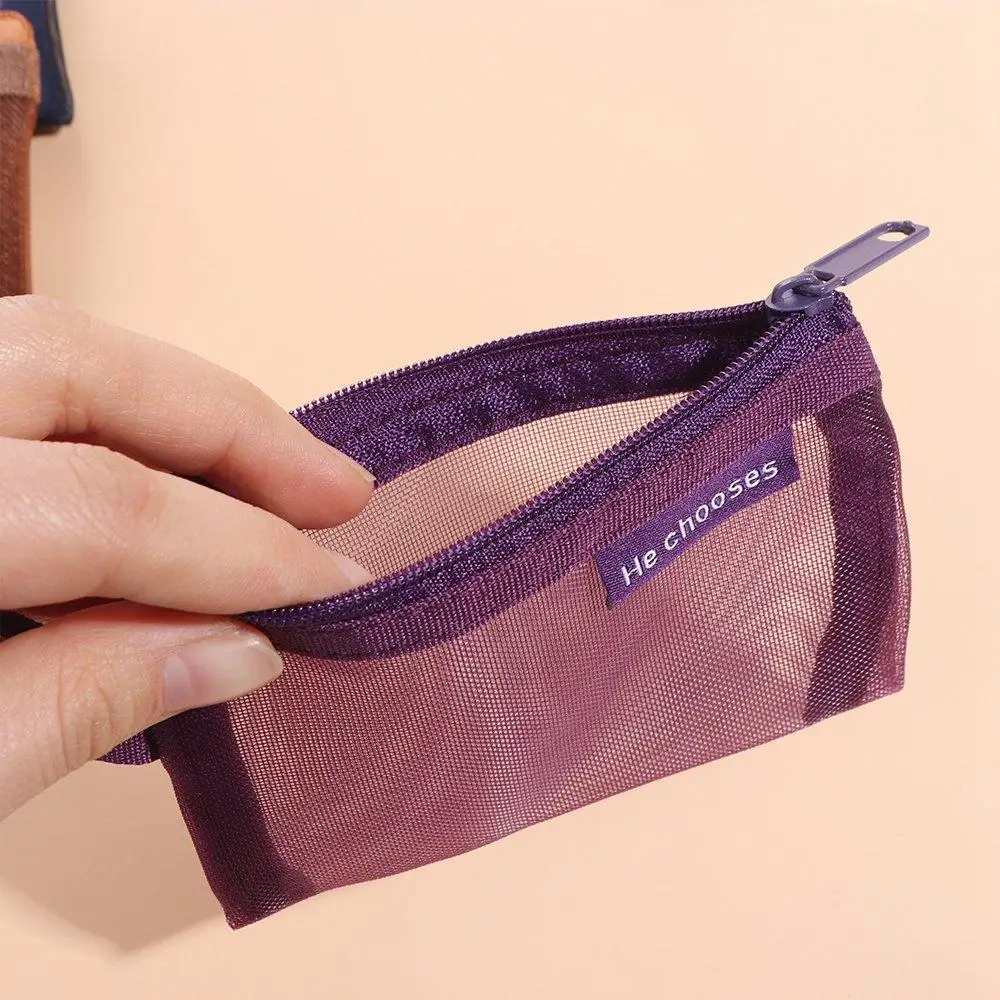 

Change Storage Bag Mesh Coin Bags Lipstick Cosmetic Bag Coin Money Bags Mini Coin Purse Sanitary Napkin Storage Bag Solid Color