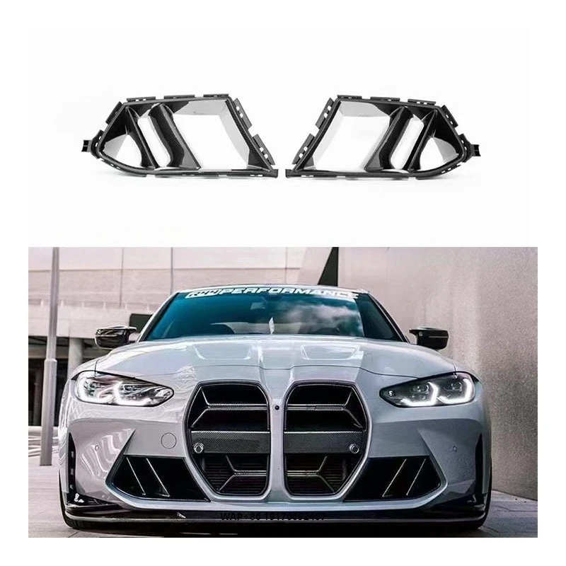

For M3 M4 G80 G82 Dry Carbon Fiber Front Fog Light Frame Air Outlet with Exhaust New