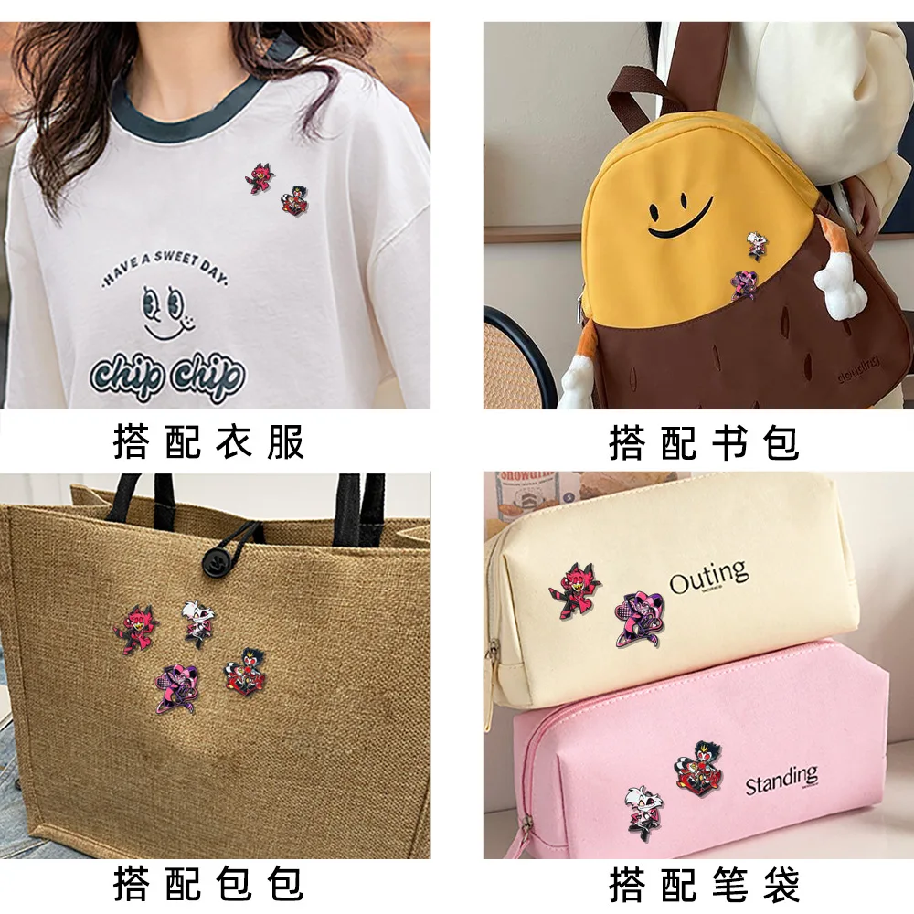 4Pcs Anime Demon Characters Enamel Pins, Cute Brooch Set