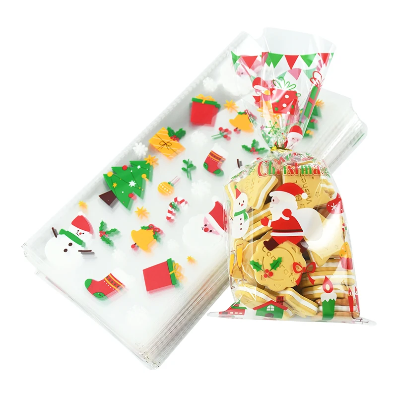 50 Teile/los Schneeflocke Weihnachten Cookie Verpackung Taschen Weihnachten Zellophan Party Taschen Behandeln Candy Tasche für Home Hochzeit Weihnachten Party – Detail 2