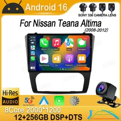 Android 16 For Nissan Teana Altima 2008 2009 2010 2011 2012 Carplay QLED Radio Stereo CarPlay Car Multimedia Player WIFI 4G BT