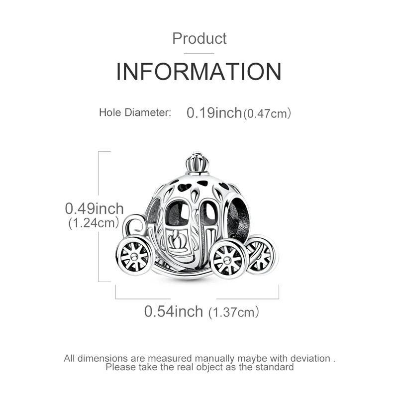 Charms-Anhänger Original 925 Sterling Silber Kürbiskutsche Prinzessin Ballettschuh Charm-Perle Passend für Armband Damen DIY Schmuck Geschenk – Detail 3