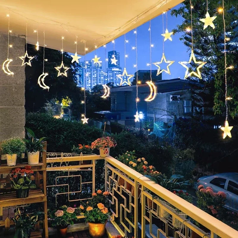 LED Strip Light Christmas Pendant Lights Romantic Home Deco Colourful Start Moon Light Suspension Decoration 3.5M Hanglamp Decor