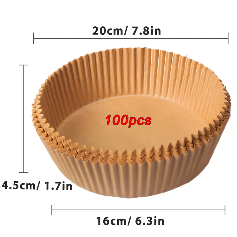 50/100 Stuks Air Friteuse Wegwerp Papier Non-stick Airfryer Bakpapier Ronde Air-Fryer Papieren Liners Papier keuken Accessoires