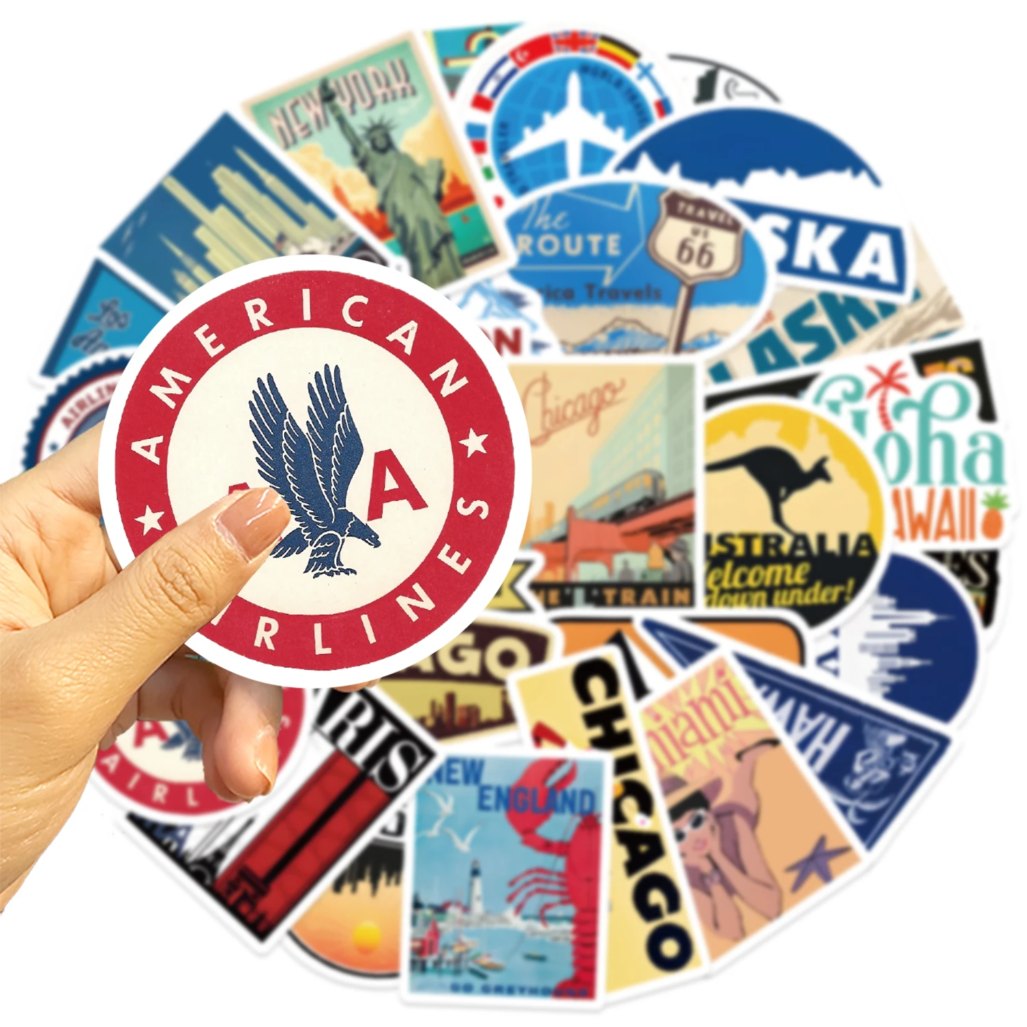 30pcs Retro Creative Sticker Pack Artistic Decoration Computer Water Cup Guitars Creative Waterproof Gift Decal