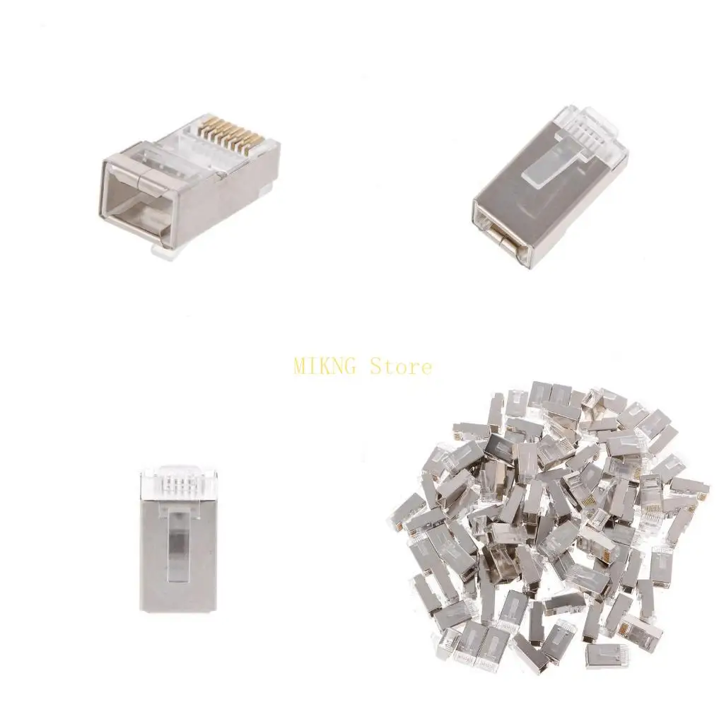 100Pcs RJ45 Connector CAT6 Modular Plugs Shielded Version With Loading Bar best sale
