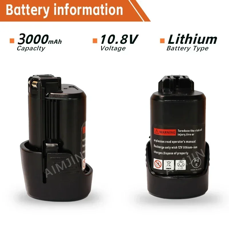 

10.8V 3000MAH Li-ion Rechargeable Battery for BOSCH BAT412A BAT413A D-70745GOP 2607336013 2607336014 PS20-2 PS40-2