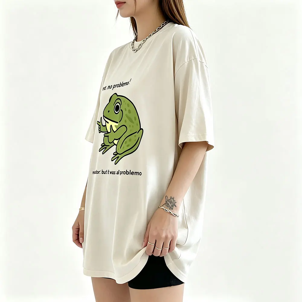 Funny Frog Me No Problem Narrator But It Was All Problemo T-shirt Men Women Casual Oversized T Shirts Unisex Vintage Streetwear