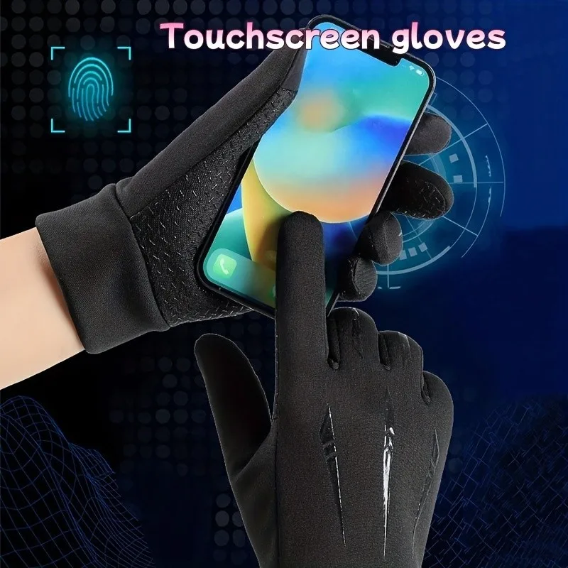 Men's Winter Touchscreen Gloves, Warm Full-Finger Gloves for Running, Driving and Outdoor Casual Wear