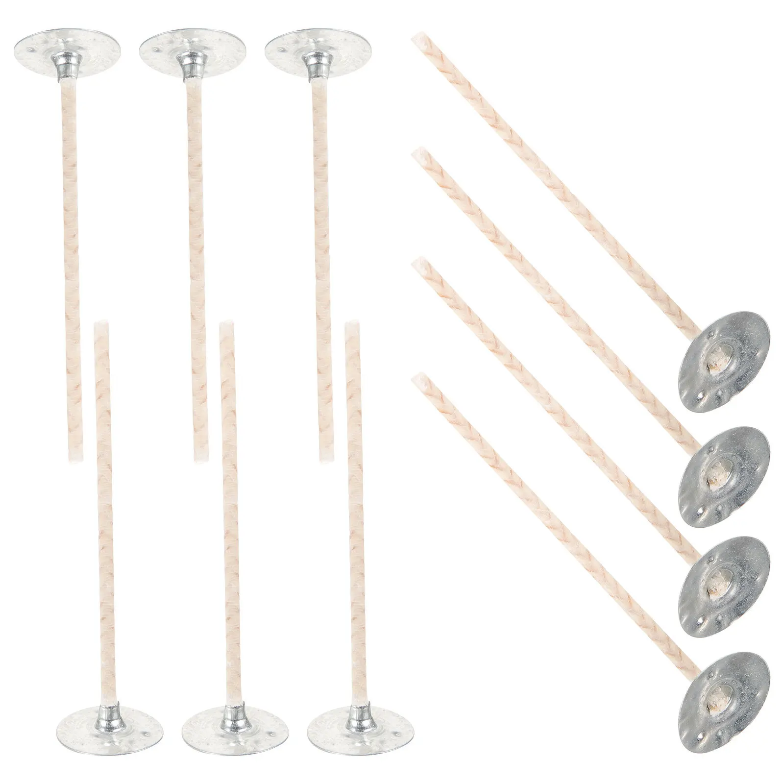 10 قطعة الفتائل القطنية المعطرة لصنعها بنفسك مع قاعدة معدنية فتيل حرق سلس للشمع الصويا البارافين #4