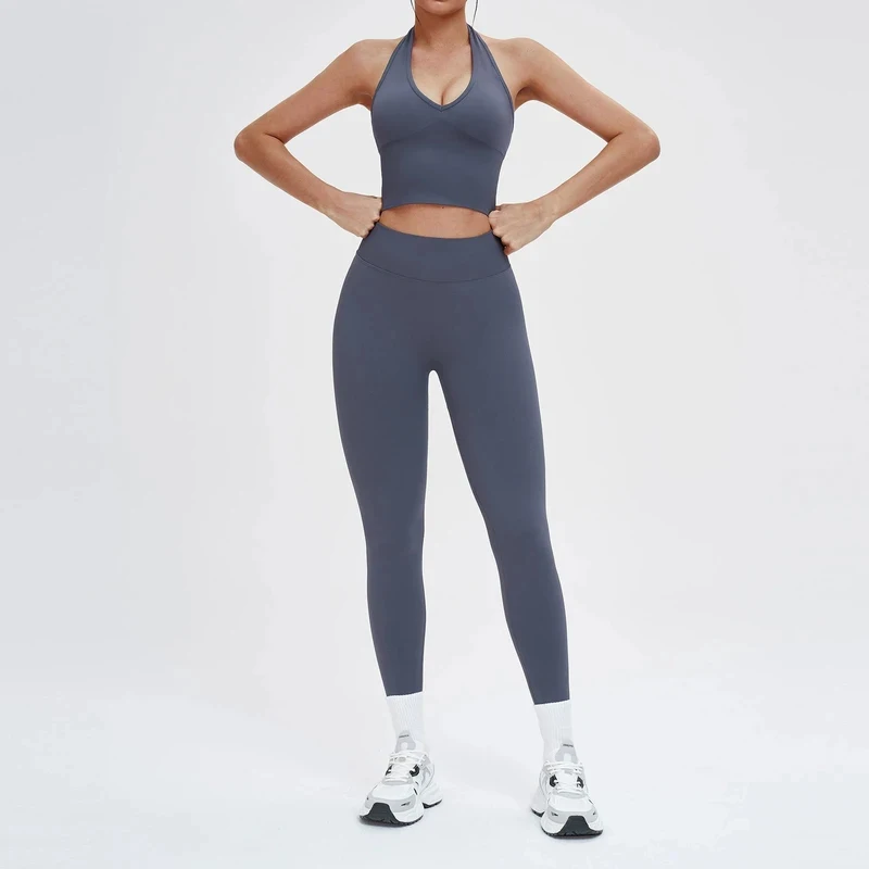 Completo Sportivo Donna Senza Cuciture a Maniche Lunghe 2 Pezzi: Top Sportivo e Leggings a Vita Alta/Shorts - Set Yoga e Fitness