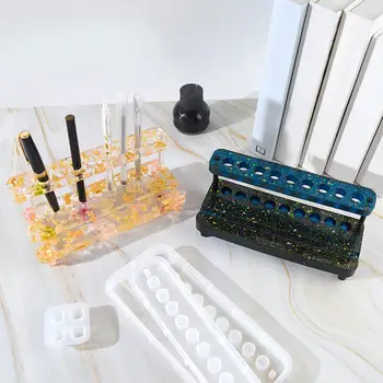 Silicone Pen Holder Mold for Epoxy Resin Makeup Brush Organizer Pen Rack Pen Display Stand Mold DIY Handmade Craft
