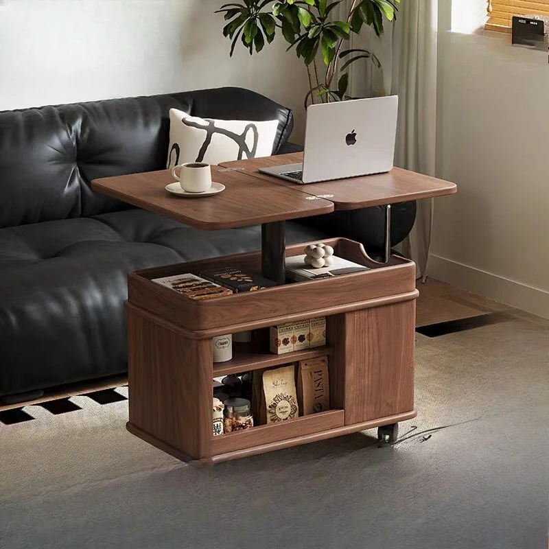 Living room sofa side can be lifted and folded universal wheel mobile cart coffee table small apartment creative balcony