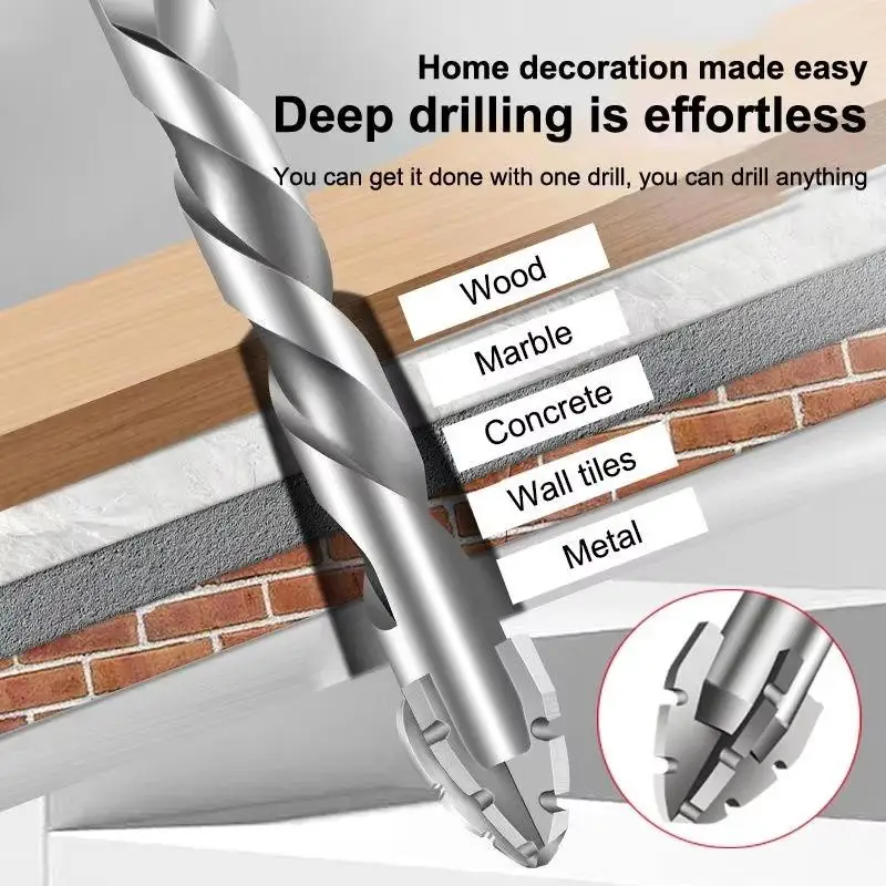 Carbide Drill Bit Impact Resistant Precise Hole 3-12mm Set for Drilling Metal Concrete Marble Professional Engineering Work