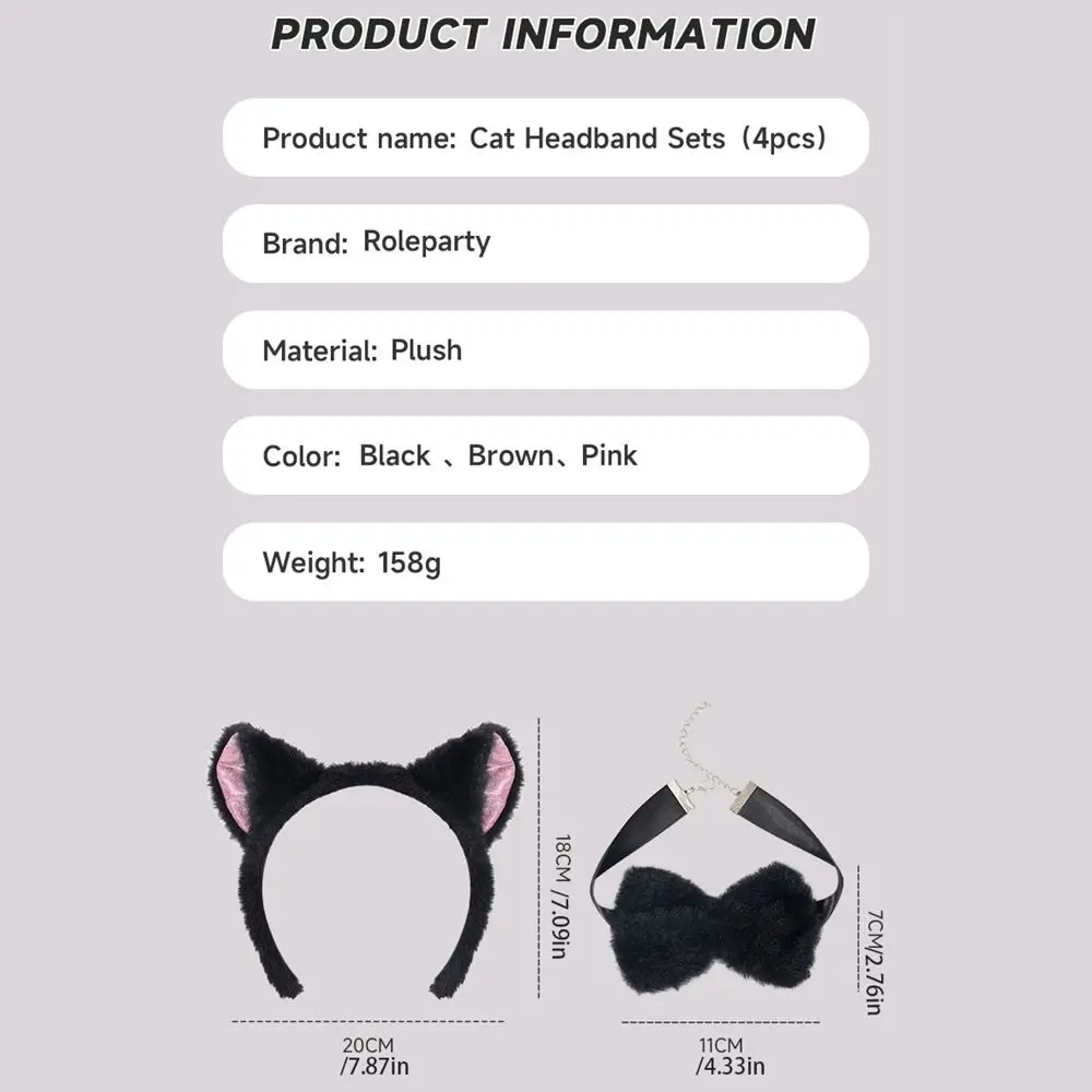 Cat Woman Cat Ears Headband Set Lolita Anime Exhibition Accessories Cosplay Headwear Hair Clip Cosplay Hair Accessories