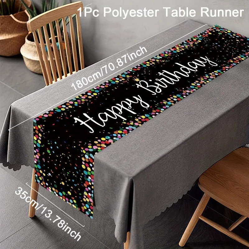 

VIKAMA Happy Birthday Table Runner Polka Dot Luxury Simple Birthday Party Table Decoration Home Decoration