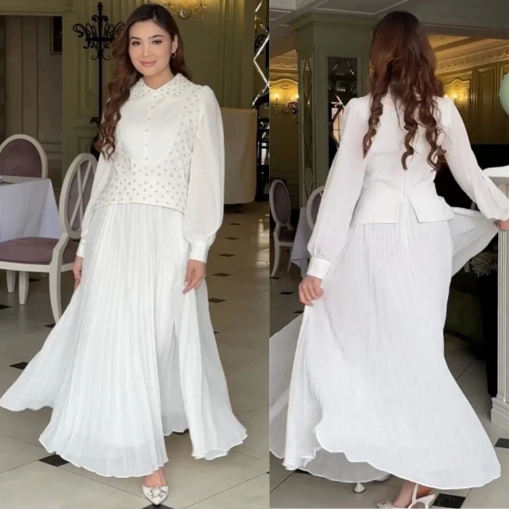 Vestidos midi de gasa personalizados con pliegues de quinceañera, corte en A, cuello en V, vestido para ocasiones a medida