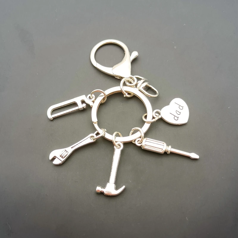 New Dad Grandpa Papa Father's Day Gift Hardware Tools Keychain Hardworking Fathers Love Home Hardware Small Tools Jewelry