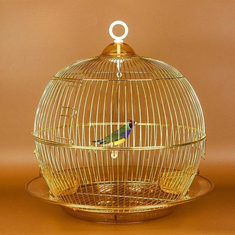 

Round Xuanfeng Tiger Skin Munro Peony Pearl Metal Cage Decorative Ornamental Cage Small Breeding Parrot