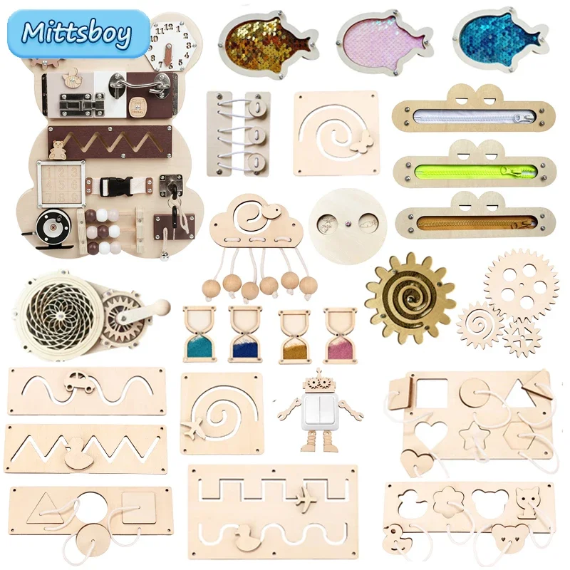 Baby Montessori Wooden Toys Busy BoardAnimal Guinea Pig Dinosaur Clock Pattern Pairing Board Educational Toys For Children Gift