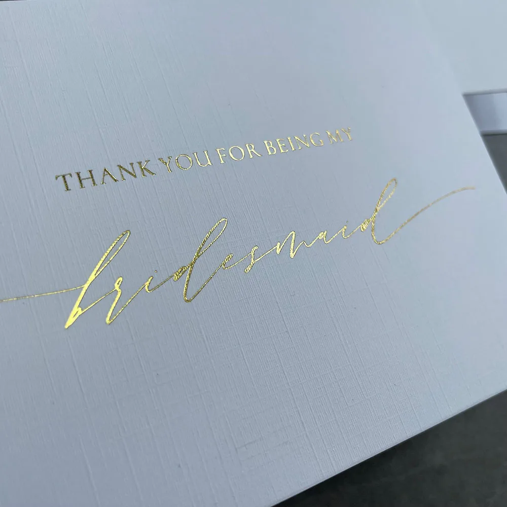 Thank you for being my groomsman and thank you for being my bridesmaid card,real gold foil print .