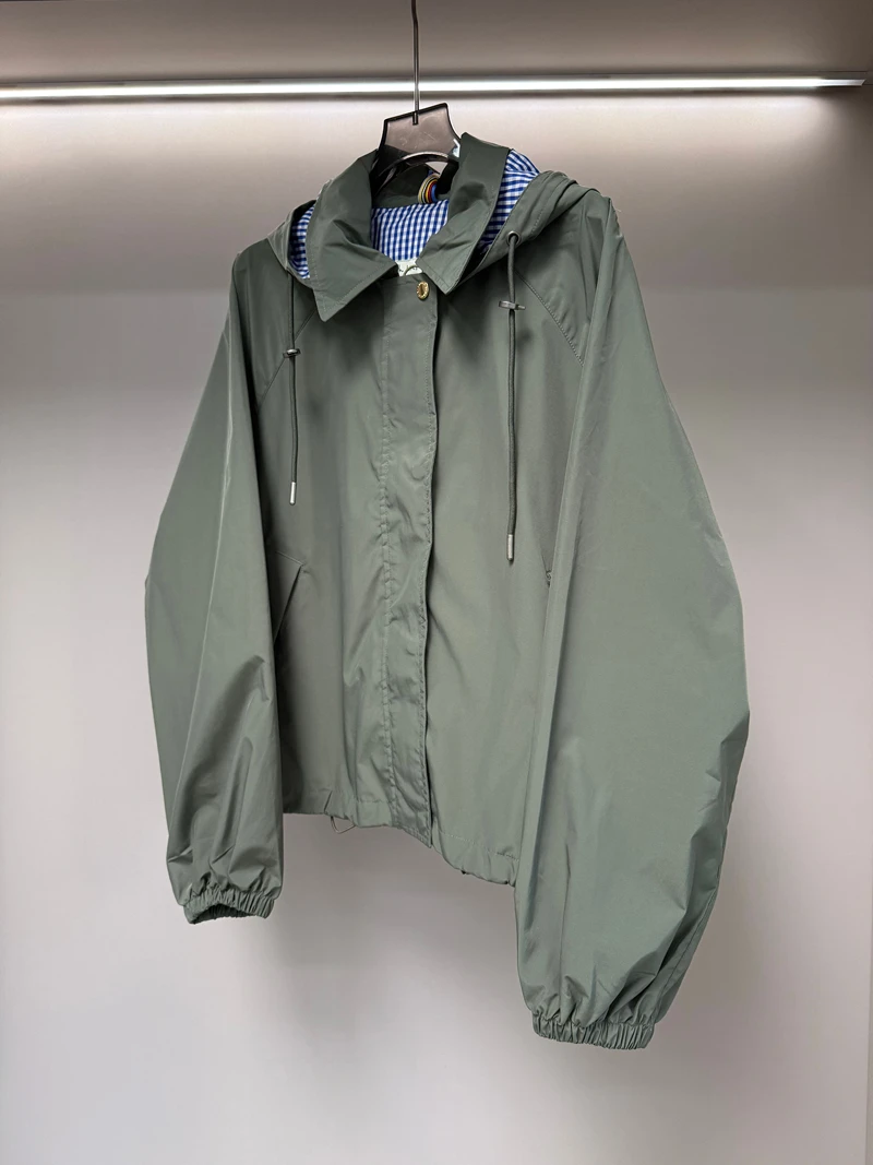Barn Style Hooded Jacket Women's Loose Slimming Windproof Casual Commute Outerwear Polyester Fiber Long Sleeve Short Coat