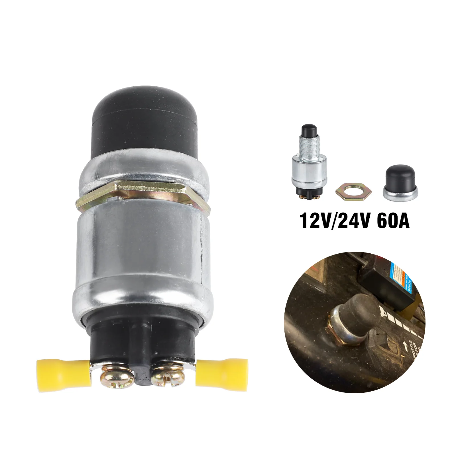 

Waterproof Push Button Starter Switch 12V-24V 60A Push Button Ignition Start Switch Heavy Duty for Car Truck Boat