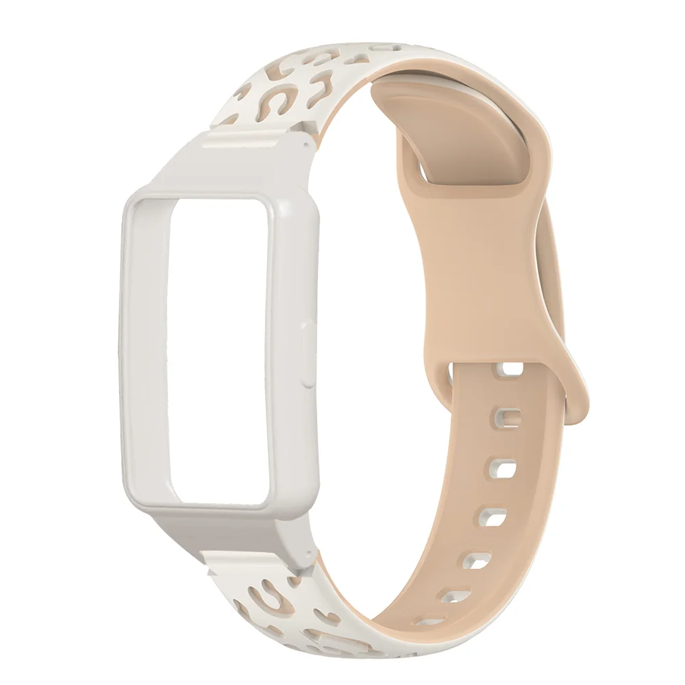 

Leopard Print Silicone Wristband with Soft Case For Huawei Band 6/6Pro/6NFC/7 Honor Band 6/7 Quick Release Watchstrap Unisex