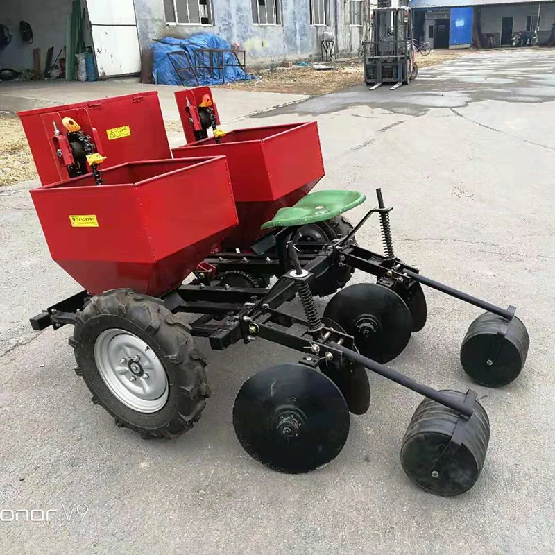Commercial Farm Potato Planting Equipment Tractor Mount 2 Row Potato Seeder With Fertilizer Hopper And Riding Seat