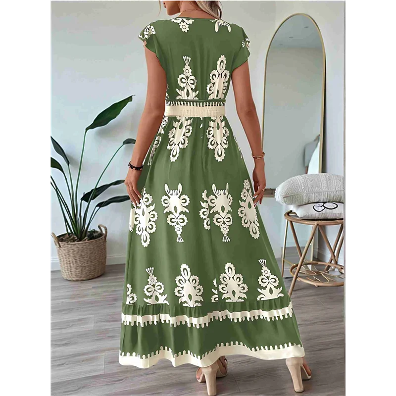 فساتين صيفية CYL للنساء 2025 فستان كاجوال بأكمام مكشكشة فساتين شاطئ بوهو