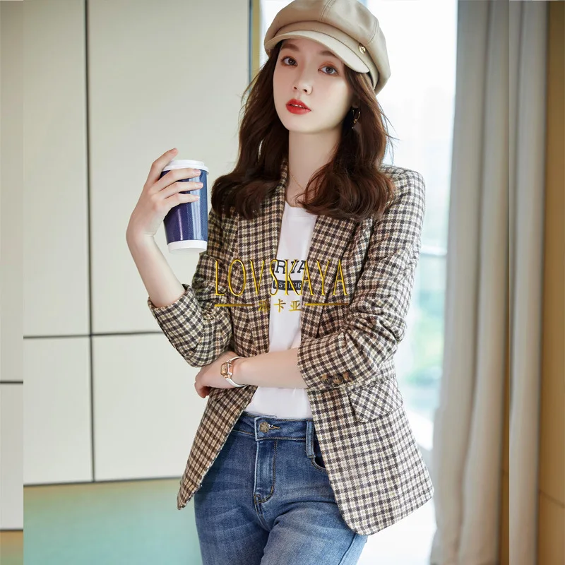 

Autumn and winter new professional attire women's fashionable plaid suit slim fit temperament small stature small suit