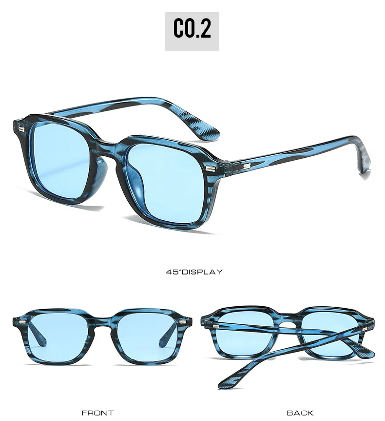 SO&EI Neue Quadratische Candy Farbe Frauen Sonnenbrille Retro Nieten Männer Trend Orange Sonnenbrille Shades UV400 – Detail 8